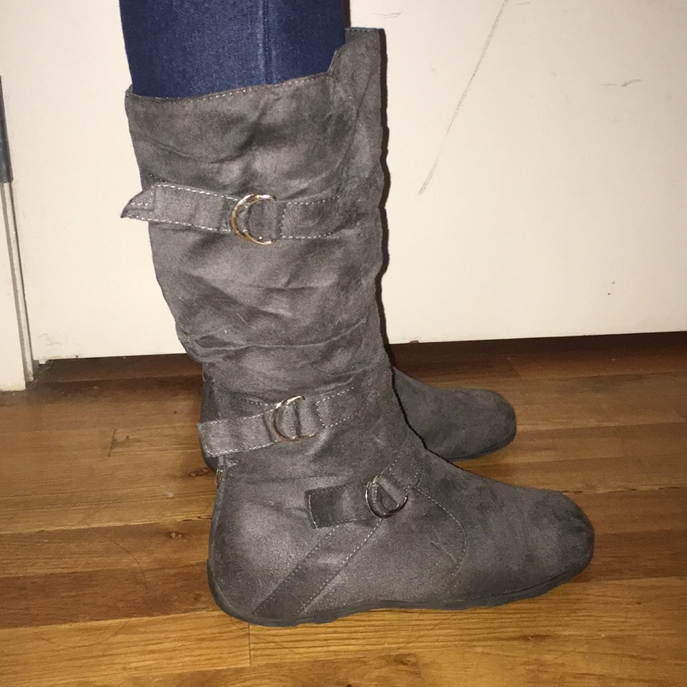 Brand New grey boots with silver embellishments